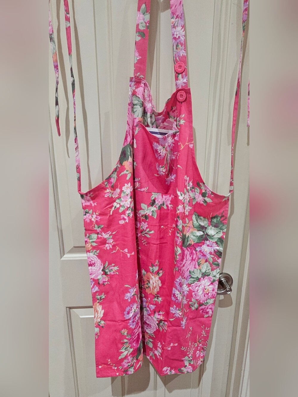 April Cornell Pink Floral Apron Adjustable